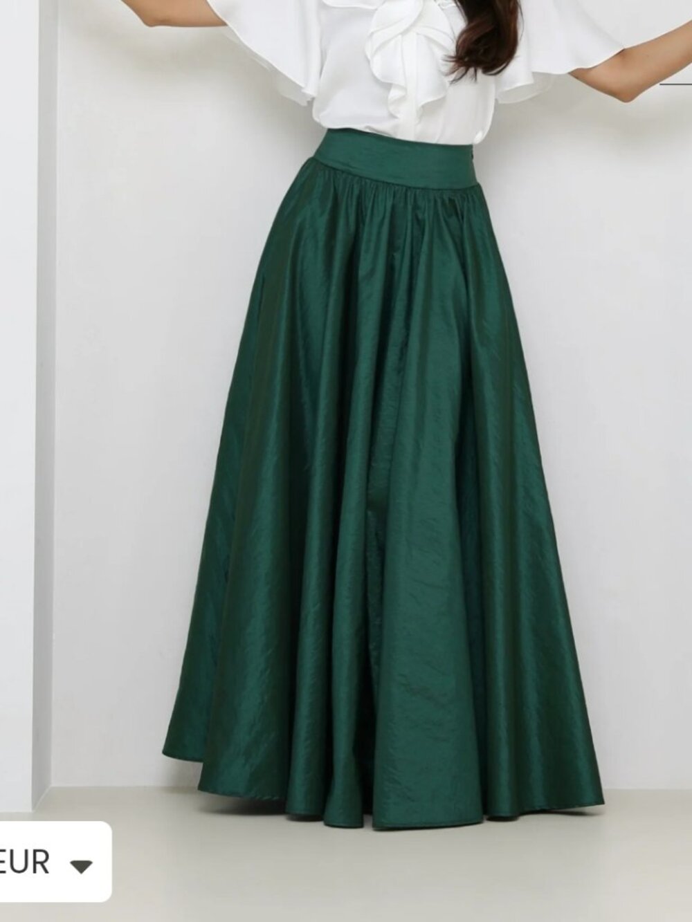 Desir Dark Green Taffeta Maxi Skirt - Full Circle Ball Gown XL